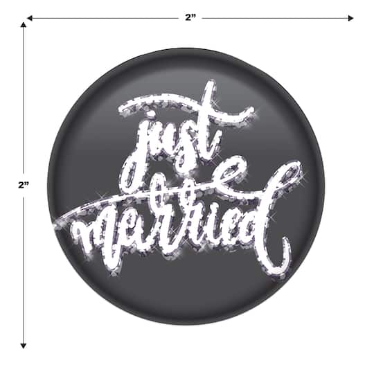 Beistle 2" Black & White Just Married Buttons, 6ct.